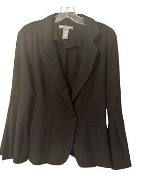 Kate & Mallory Size M Womens Black Single-Button Blazer With Flared Sleeves